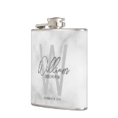 Name des Personalisierten Trauzeugen mit weißem Ma Flachmann (Links)