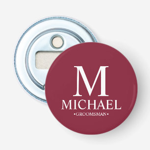 Name des personalisierten Trauzeugen und Monogramm Flaschenöffner