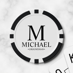 Name des personalisierten Trauzeugen und Monogramm Pokerchips