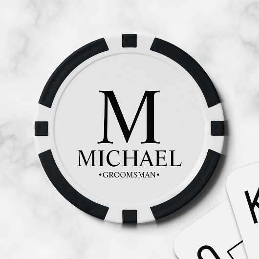 Name des personalisierten Trauzeugen und Monogramm Pokerchips