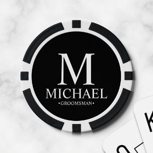 Name des personalisierten Trauzeugen und Monogramm Pokerchips