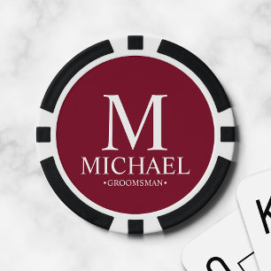 Name des personalisierten Trauzeugen und Monogramm Pokerchips
