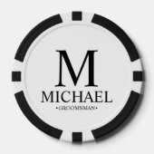 Name des personalisierten Trauzeugen und Monogramm Pokerchips (Vorderseite)