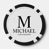 Name des personalisierten Trauzeugen und Monogramm Pokerchips (Rückseite)