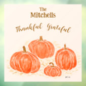 NAME DES PERSONALISIERTEN Watercolor Pumpkin Fensteraufkleber (Blatt 3)