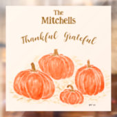 NAME DES PERSONALISIERTEN Watercolor Pumpkin Fensteraufkleber (Blatt 2)