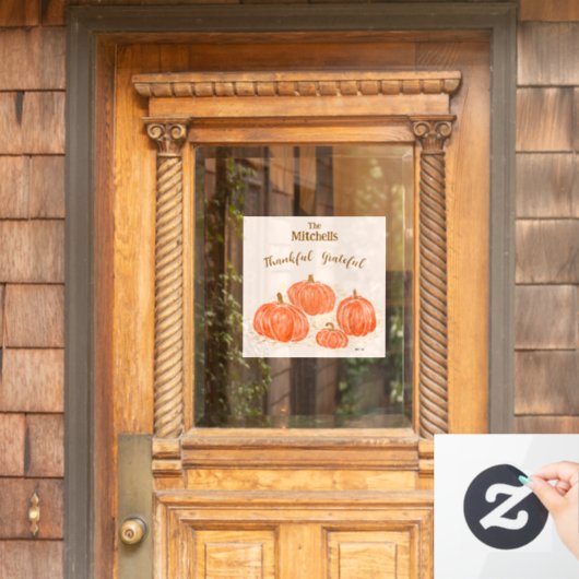 NAME DES PERSONALISIERTEN Watercolor Pumpkin Fensteraufkleber (Haustür)