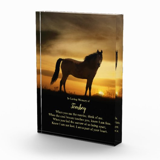 Name des Pferdes Custom Memorial Beautiful Gedicht Fotoblock (Rechts)