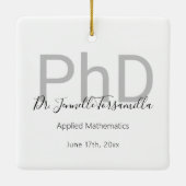 Name des PhD-Abschlusses des weißen Gray Graduate Keramikornament (Rückseite)