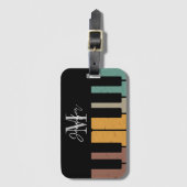 Name des Piano-Monogramms Retro Personalisiert Gepäckanhänger (Vorderseite Vertikal)