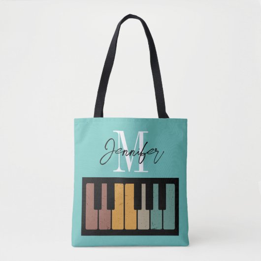 Name des Piano-Monogramms Retro Personalisiert Tasche (Vorderseite)