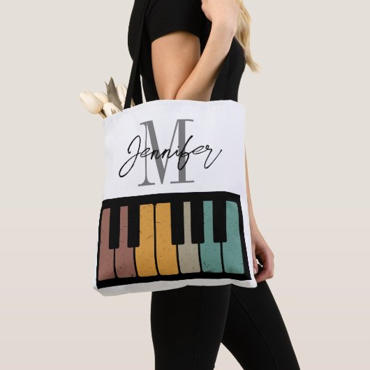 Name des Piano-Monogramms Retro Personalisiert Tasche (Von Nahem)