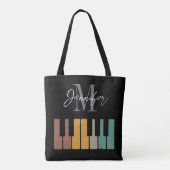 Name des Piano-Monogramms Retro Personalisiert Tasche (Rückseite)