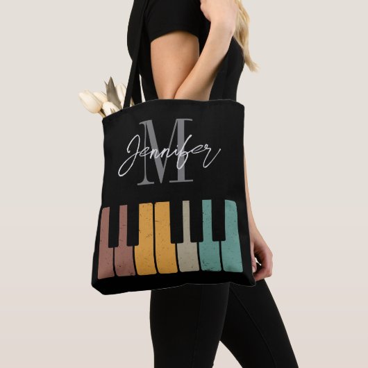 Name des Piano-Monogramms Retro Personalisiert Tasche (Von Nahem)