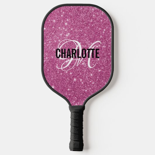 Name des Pink-Glitzer-Skriptes Pickleball Schläger (Rückseite)