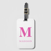 Name des Pink-Monogramms Gepäckanhänger (Vorderseite Vertikal)