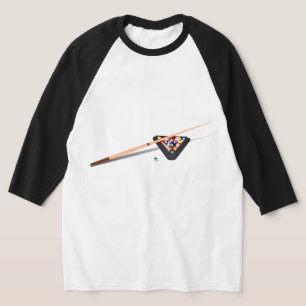 Name des Pool Table Cue-Sticks und der Balls auf d T-Shirt