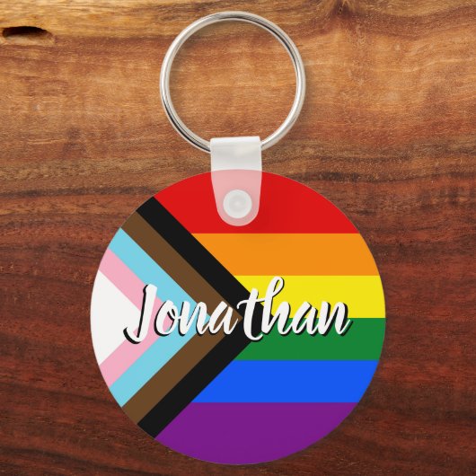 Name des Progress-Pride-Flag Schlüsselanhänger (Rückseite)