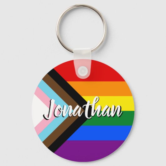 Name des Progress-Pride-Flag Schlüsselanhänger (Rückseite)