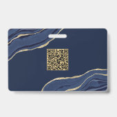 Name des QR-Codes für Navy Blue Marble Agate Geode Ausweis (Rückseite)