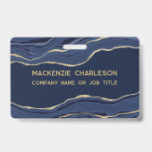 Name des QR-Codes für Navy Blue Marble Agate Geode Ausweis (Vorderseite)