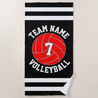 Name des Red Volleyball Teams und Nummer des Spiel Strandtuch