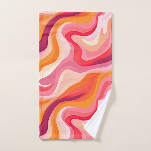 Name des Retro-Monogramms für das abstrakte Wellen Badhandtuch Set (Handtuch)