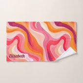 Name des Retro-Monogramms für das abstrakte Wellen Badhandtuch Set (Handtuch)