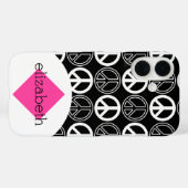 Name des Retro-Schwarz-Weiß-Friedens Case-Mate iPhone Hülle (Rückseite (Horizontal))