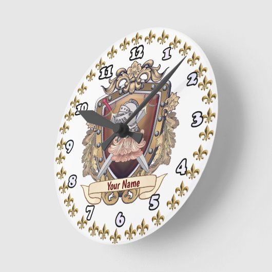 Name des Ritterschilds Runde Wanduhr (Winkel)