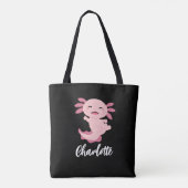 Name des rosa Axolotl Monogramms Tasche (Rückseite)