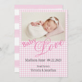 Name des rosa Fotos Geburtsdatum Ankündigung (Vorne/Hinten)