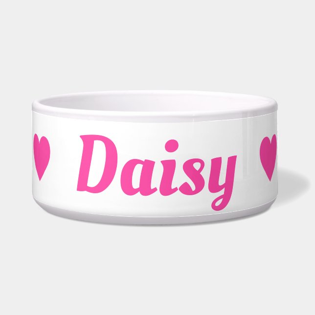 Name des rosa Herzens Napf (Vorderseite)