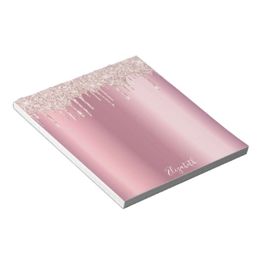 Name des rosa Tropfens Notizblock (angewinkelt)