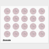 Name des rosa Watercolor-Batik-Monogramms Runder Aufkleber (Blatt)