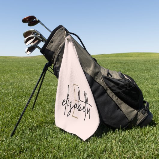 Name des rosafarbenen Monogrammes Golfhandtuch (Gras)