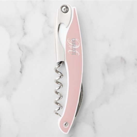 Name des rosafarbenen Monogrammes Kellnermesser (Vorderseite)