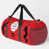 Name des roten Baseball-Balls-Spielers Duffle Bag (Rechte Ecke)