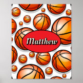 Name des roten Basketballmusters Poster (Vorne)