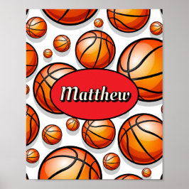 Name des roten Basketballmusters Poster