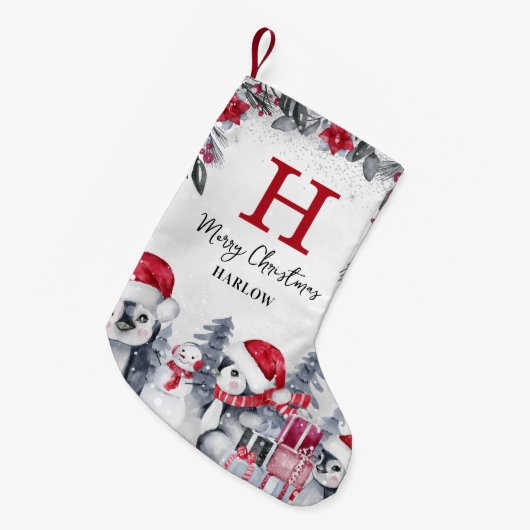 Name des roten Pinguins Kleiner Weihnachtsstrumpf (Vorderansicht (hängend))