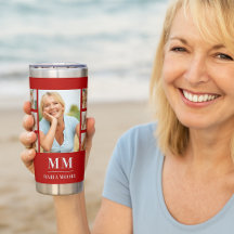 Name des roten weißen Fotos Collage Monogramm