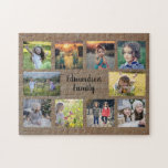 Name des rustikalen Fotos Puzzle<br><div class="desc">Familiäre Foto Collage von 10 Fotos mit Monogramm Puzzle. Sie können es personalisieren und Ihre schönsten Fotos und Namen hinzufügen. Großer Spaß!</div>