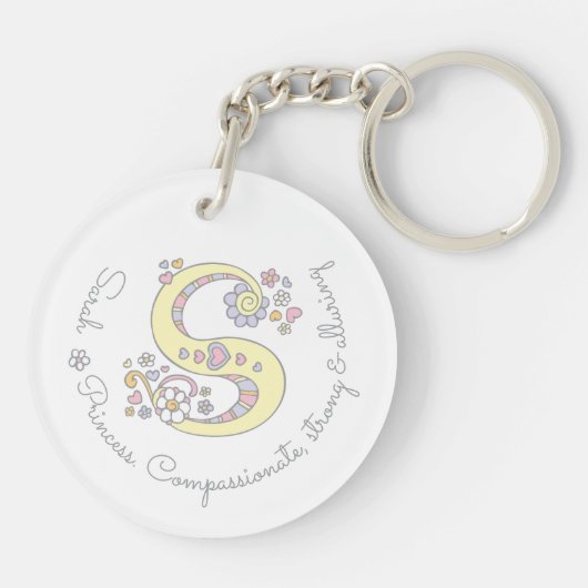 Name des Sarah-Monogramm-Briefes und Bedeutung des Schlüsselanhänger (Rückseite)