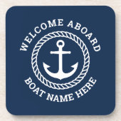 Name des Schiffes an Bord des Schiffs Getränkeuntersetzer (Vorderseite)