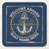 Name des Schiffes an Bord des Schiffs Rechteckiger Pappuntersetzer (Vorderseite)
