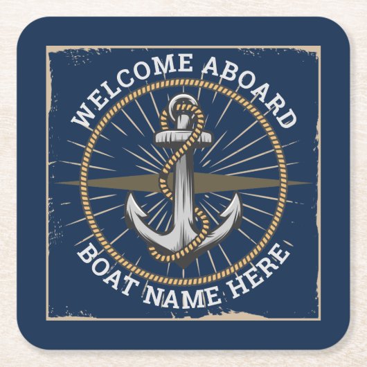 Name des Schiffes an Bord des Schiffs Rechteckiger Pappuntersetzer (Vorderseite)