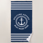 Name des Schiffes an Bord des Schiffs Strandtuch (Vorderseite)