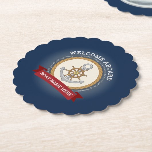 Name des Schiffes an Bord des Schiffs Untersetzer (angewinkelt)