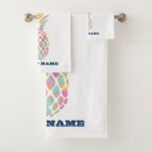 Name des Schiffes, Ananas, blau gestreift Badhandtuch Set (Insitu)